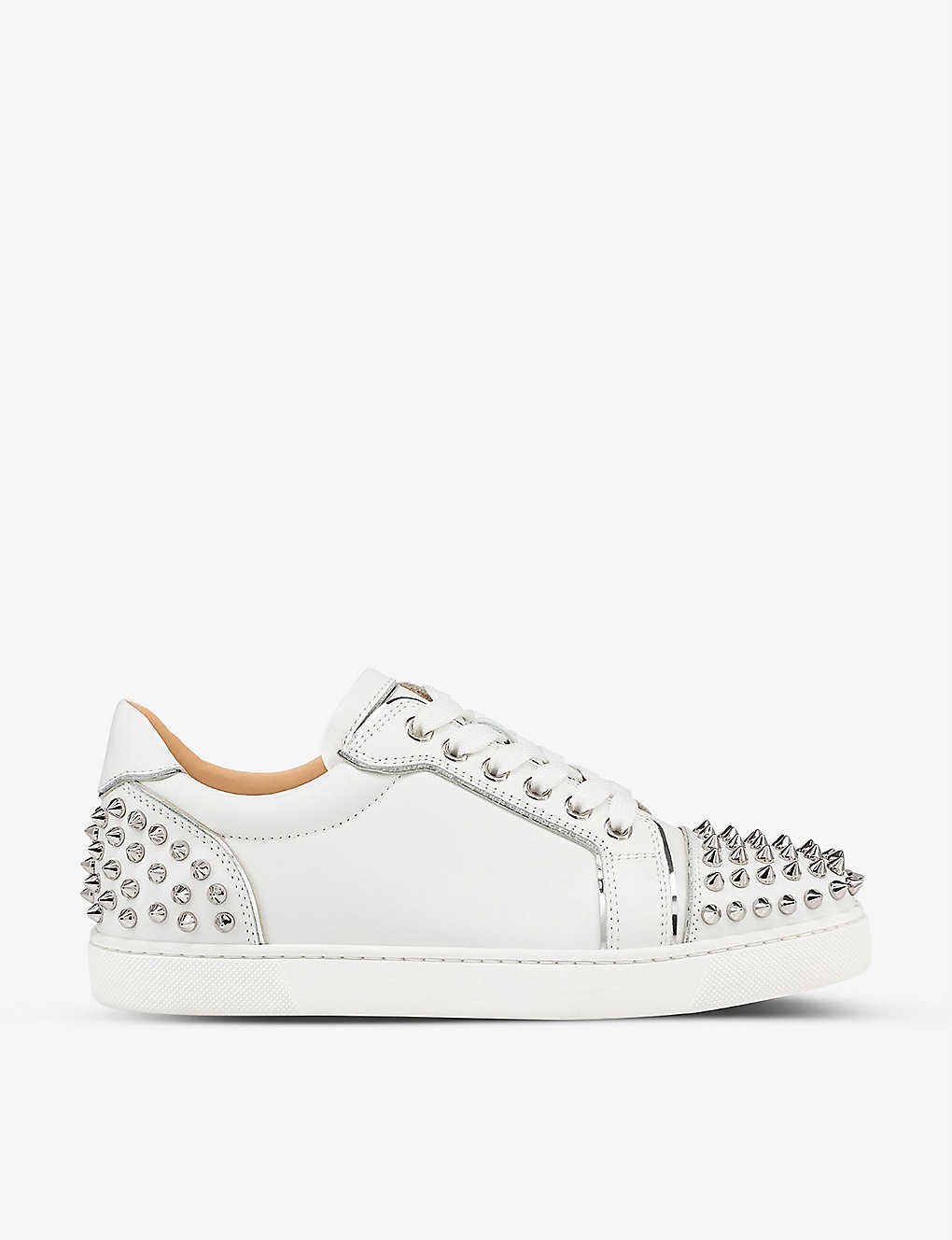 Shop Christian Louboutin Vieira 2 Leather Trainers In Bianco/silver