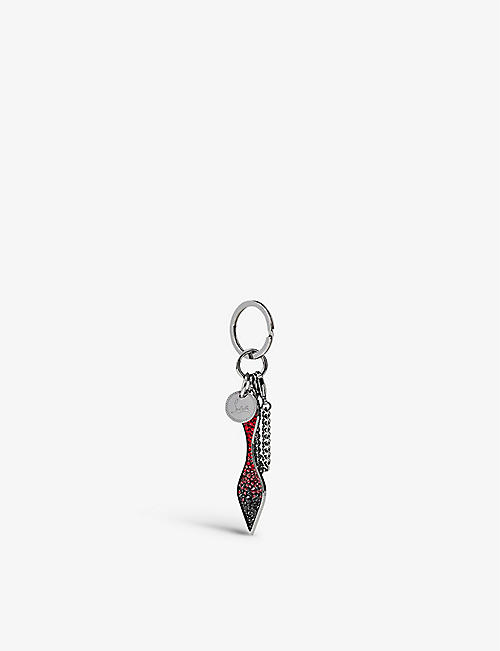 CHRISTIAN LOUBOUTIN: Red Sole crystal-embellished silver-tone keyring