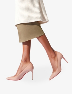 Shop Christian Louboutin Kate 85 Patent-leather Courts In Nude