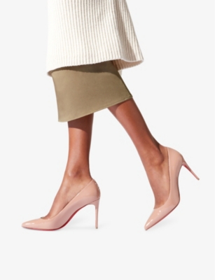 Shop Christian Louboutin Kate 85 Patent-leather Courts In Nude