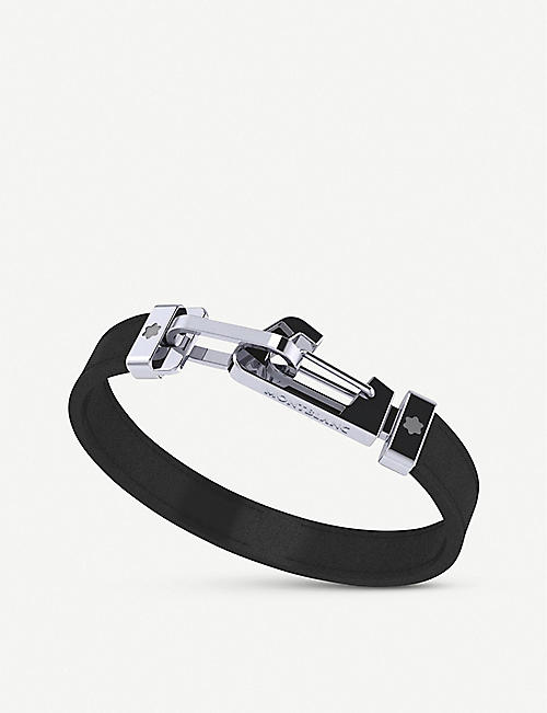 MONTBLANC: Wrap Me leather and stainless steel bracelet