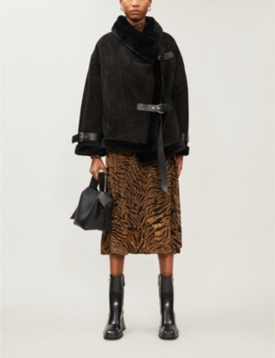 【関税込み】SHOREDITCH SKI CLUB DARLING SHERALING Shoreditch Ski Club Darling shearling-trim Suede Jacket