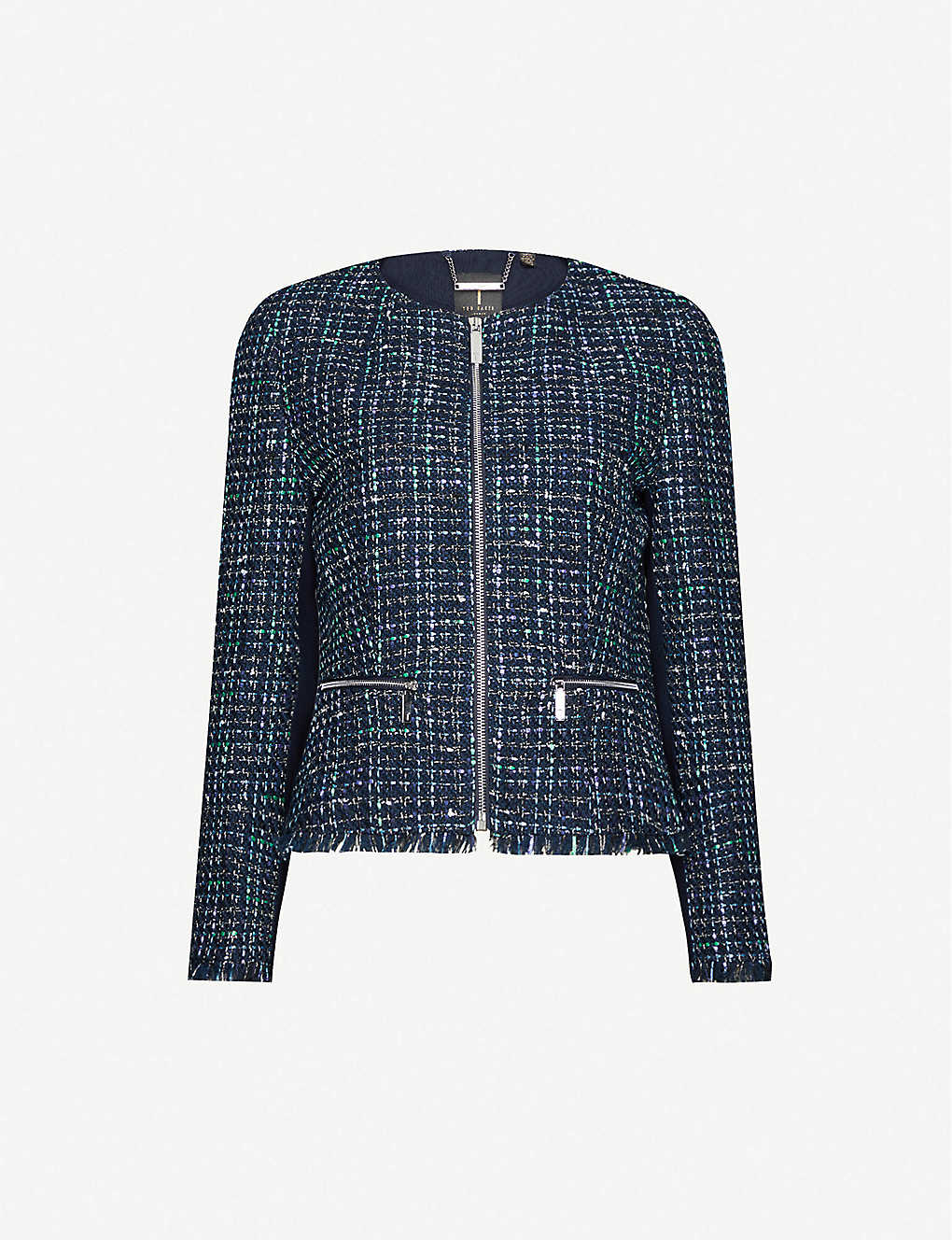 TED BAKER - Bouclé-print cotton-blend jacket | Selfridges.com