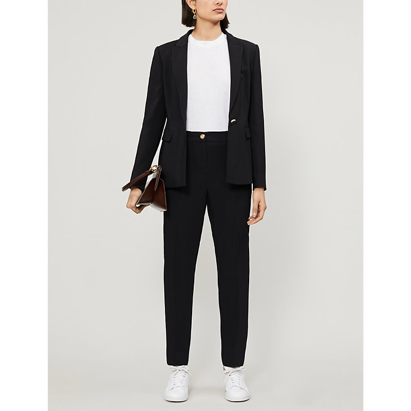 Shop Ted Baker Tapered Crepe Trousers In Black