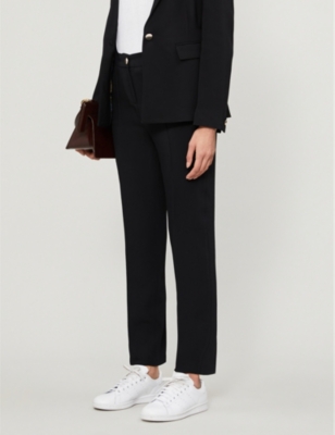 Shop Ted Baker Women's Black Tapered Crepe Trousers