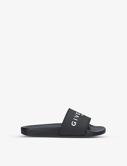 GIVENCHY: Logo-print rubber sliders 6-8 years