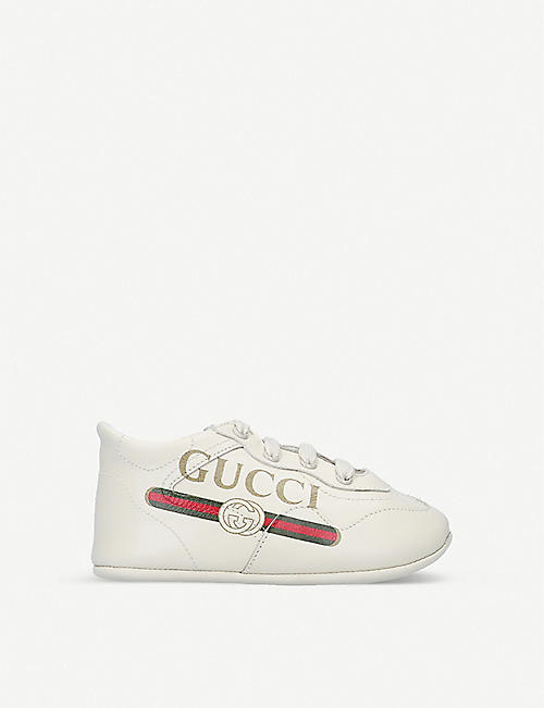 GUCCI: Rhyton logo-print leather high-top trainers 1-3 years