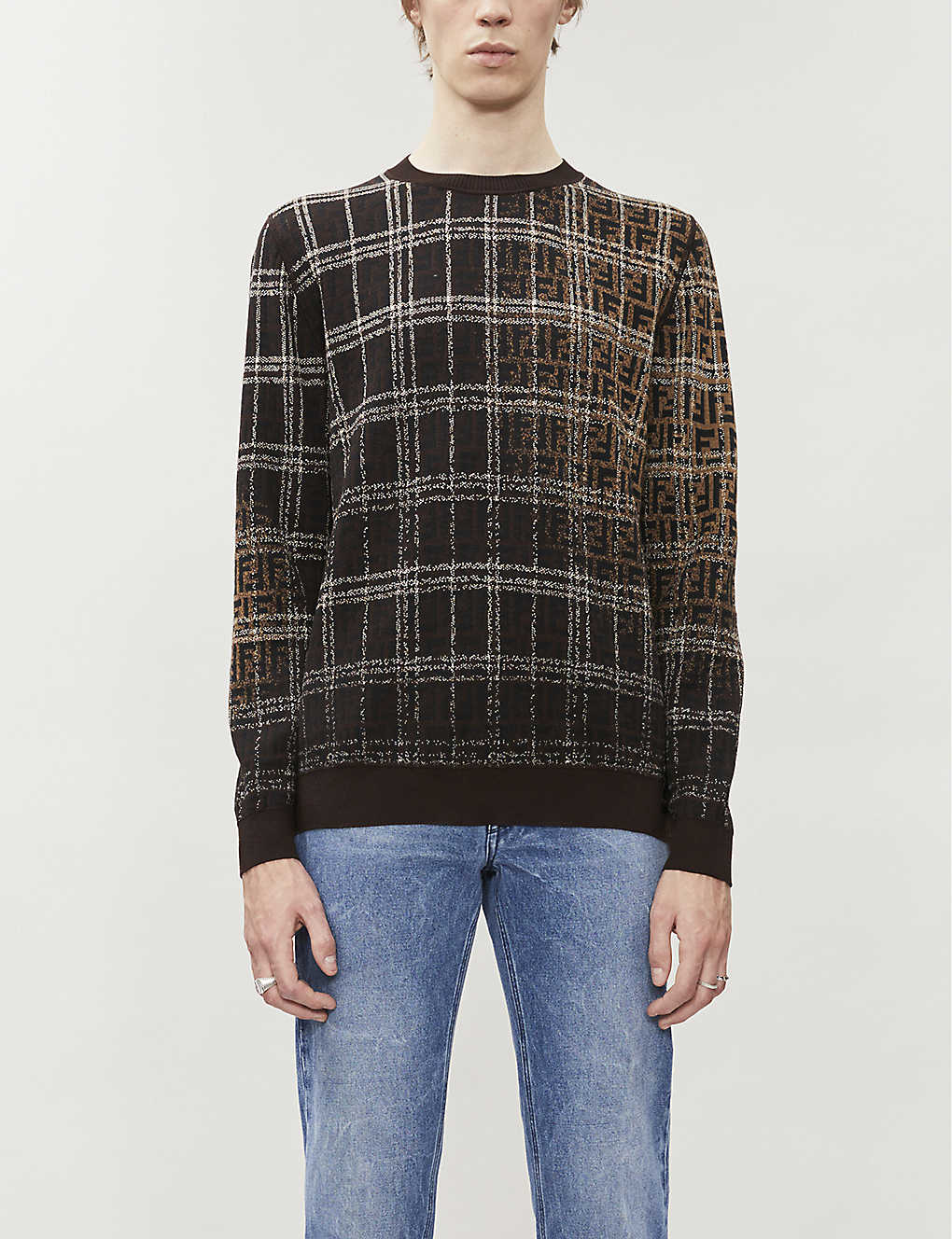Brand-pattern crewneck wool jumper(8549175)