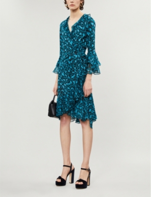 silk leopard print wrap dress