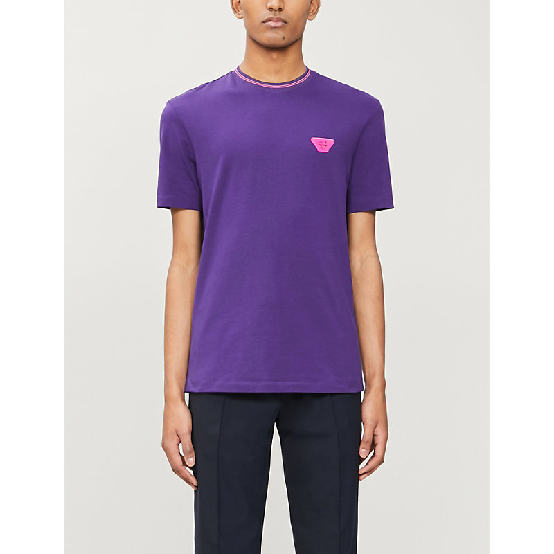 Armani Collezioni Holographic Emoji-print Cotton-jersey T-shirt In Purple