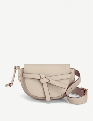 Loewe Gate Mini Leather Bumbag In Light Oat