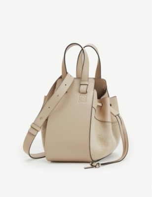 LOEWE Hammock Drawstring Small leather and linen bag