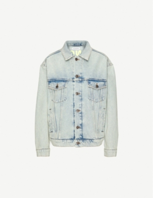 balenciaga logo print denim jacket
