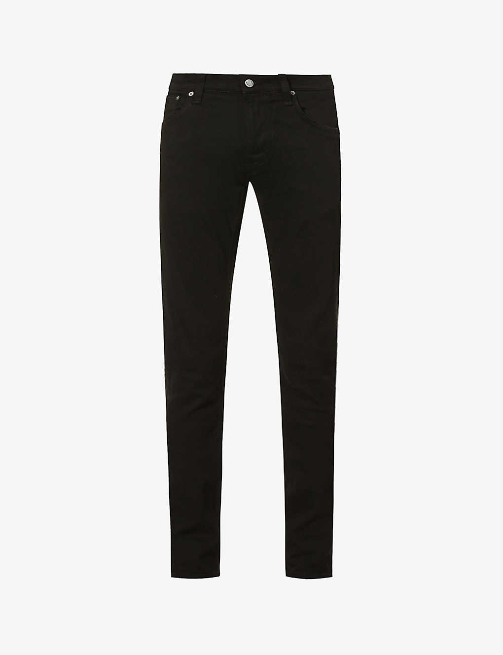 Nudie Jeans Tight Terry Straight Stretch-denim Jeans In Ever Black