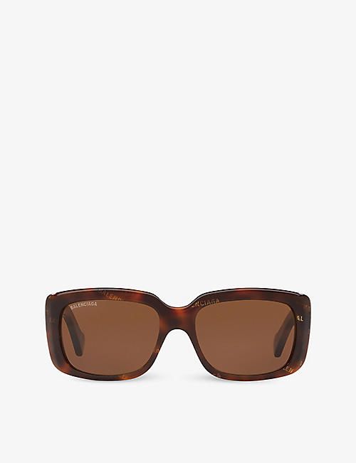 BALENCIAGA: BB0072S branded rectangular-framed acetate sunglasses