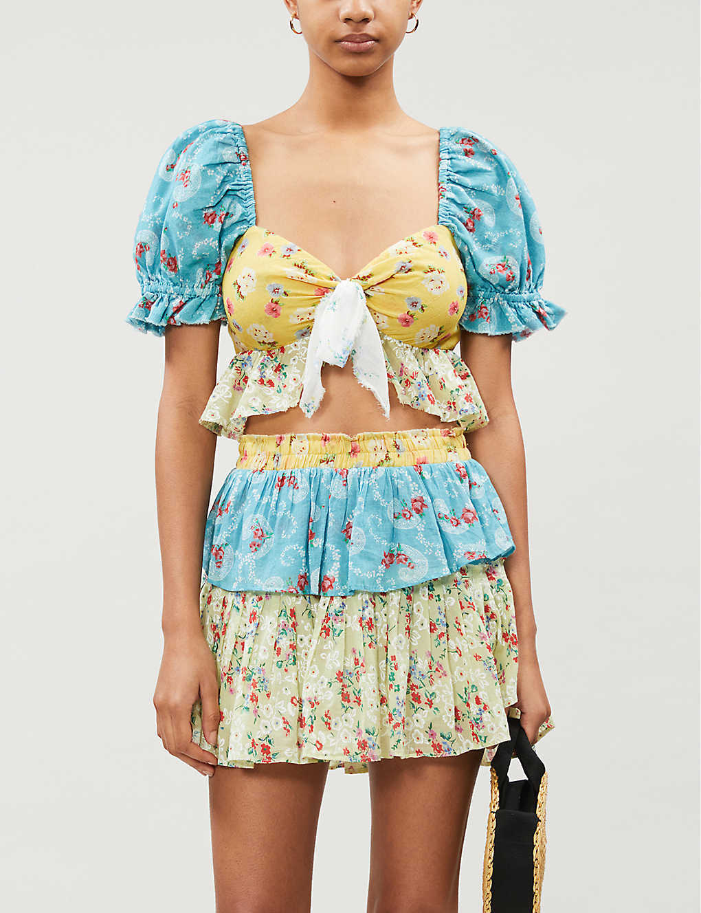 LOVESHACKFANCY - Ruffle floral-print cotton mini skirt | Selfridges.com