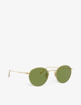 Oliver Peoples Ov1186s Coleridge Sun Metal And Crystal Round Sunglasses In Gold