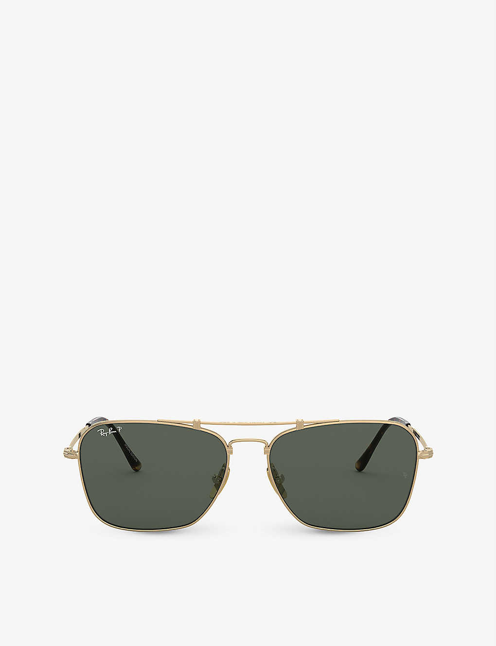 Ray Ban Rb8136m Caravan Square-frame Polarised Titanium Sunglasses In Gold