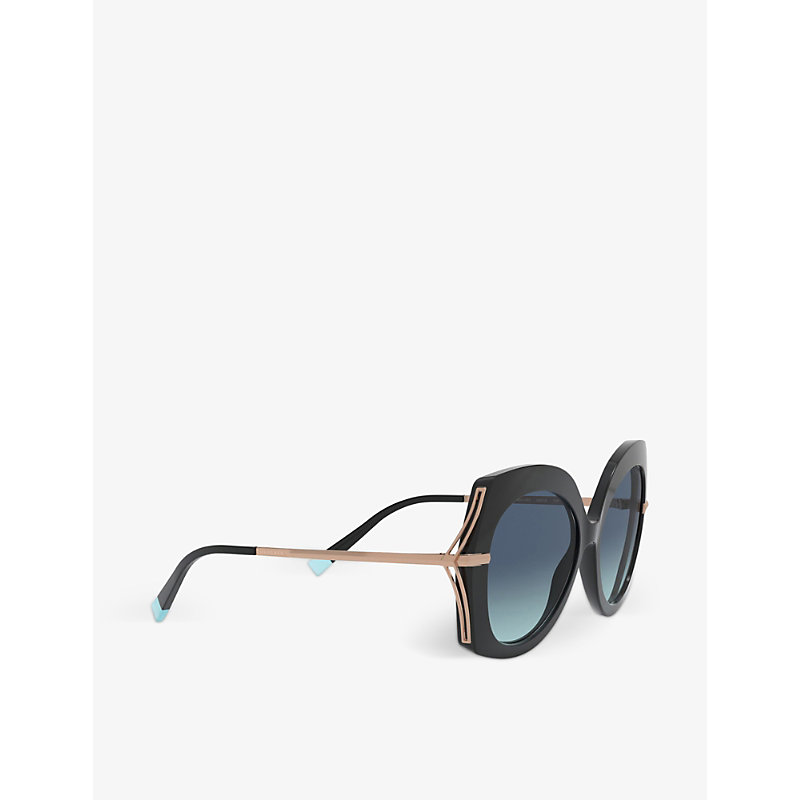 Shop Tiffany & Co Womens Black Tf4169 Wheat Leaf Butterfly-frame Acetate And Metal Sunglasses