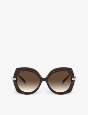 Tiffany & Co Tf4169 Wheat Leaf Butterfly-frame Acetate And Metal Sunglasses In Brown