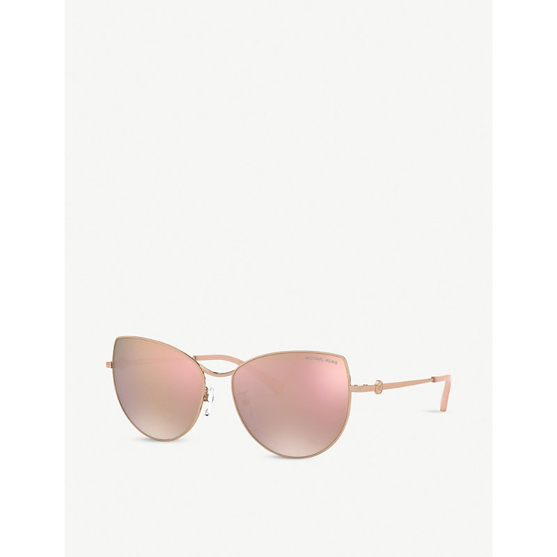Shop Michael Kors Women's Gold Mk1062 58 Cat Eye-framed Metal And Polyamide Sunglasses