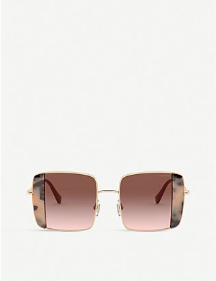 MIU MIU: 56VS gold-tone and plastic squared sunglasses