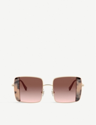 MIU MIU: 56VS gold-tone and plastic squared sunglasses