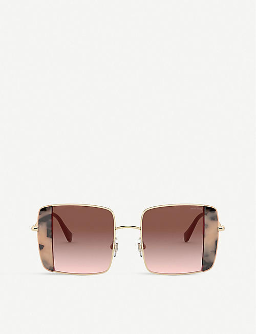MIU MIU: 56VS gold-tone and plastic squared sunglasses