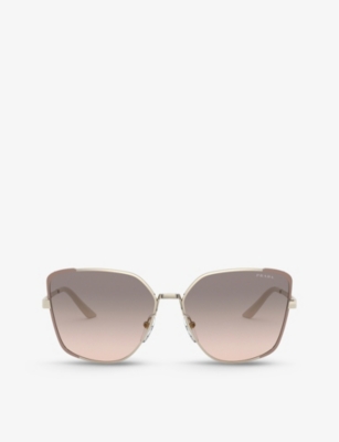 PRADA: PR 60XS metal and mirror-coated square sunglasses
