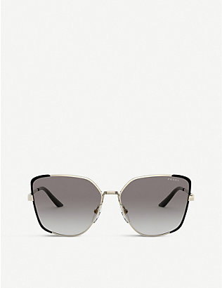 PRADA: PR 60XS 07B4K0 metal and mirror-coated square sunglasses