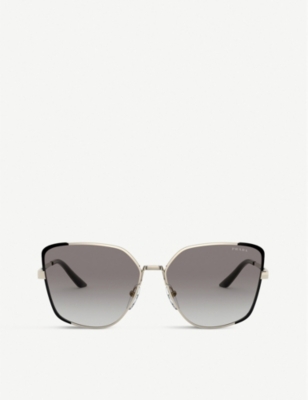 PRADA: PR 60XS 07B4K0 metal and mirror-coated square sunglasses