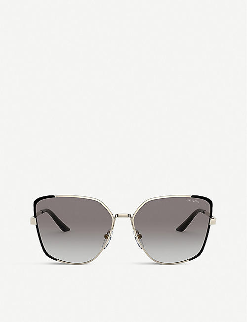 PRADA: PR 60XS 07B4K0 metal and mirror-coated square sunglasses