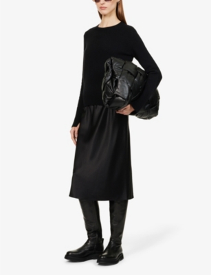 Shop Joseph Womens Black Isaak Silk-satin Midi Skirt