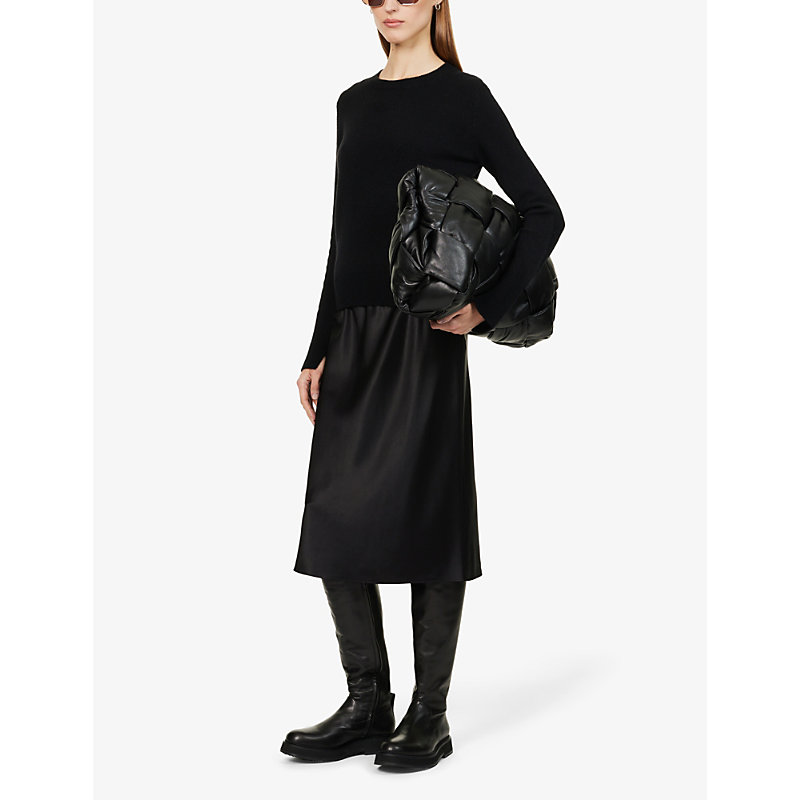 Shop Joseph Isaak Silk-satin Midi Skirt In Black