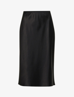 Shop Joseph Womens Black Isaak Silk-satin Midi Skirt