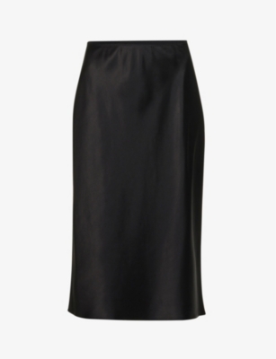 Shop Joseph Women's Black Isaak Silk-satin Midi Skirt