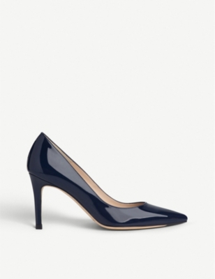 navy patent leather court shoes