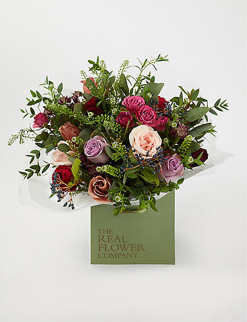 THE REAL FLOWER COMPANY: Red Antique and Plum scented bouquet
