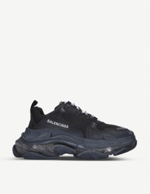 BALENCIAGA Triple S suede and mesh trainers