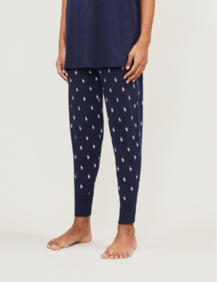 polo ralph lauren lounge jogger in navy with all over print logo