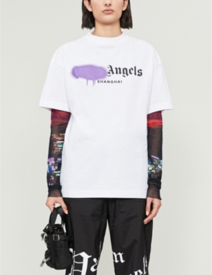 Palm Angels Shanghai Sprayed T-shirt in White for Men