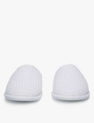 Shop The White Company Women's White Waffle Towelling Cotton And Modal-blend Slippers