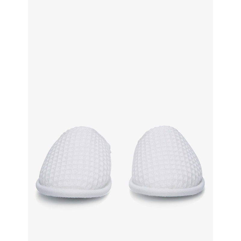 Shop The White Company Women's White Waffle Towelling Cotton And Modal-blend Slippers