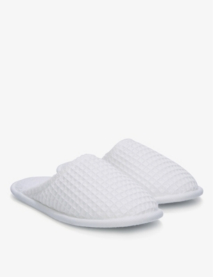 The White Company Waffle Towelling Cotton And Modal-blend Slippers In White