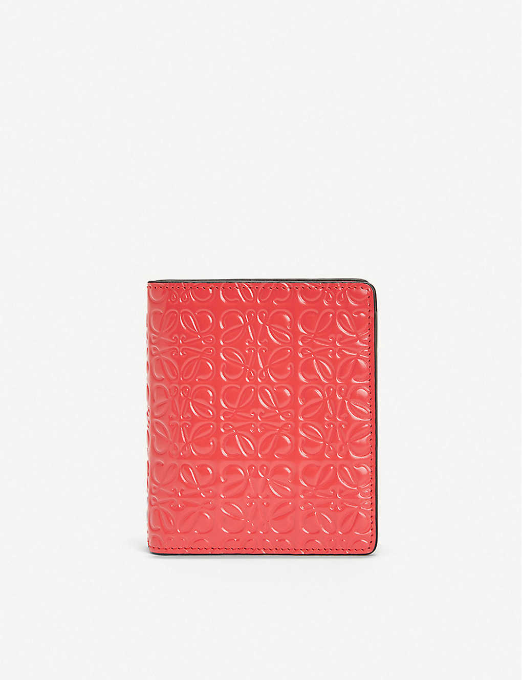 Loewe Anagram-embossed Compact Leather Wallet In Poppy Pink
