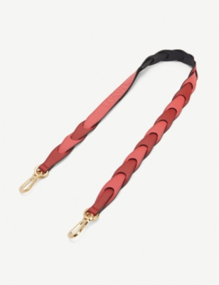 Loewe Woven Logo-embossed Leather Strap In Pomodoro/poppy Pink