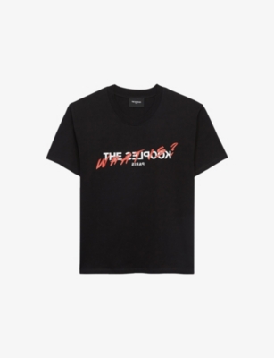 Shop The Kooples Logo-print Cotton-jersey T-shirt In Bla01 (black)