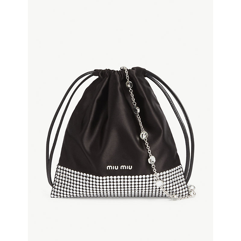 Miu Miu Crystal Embellished Drawstring Bag