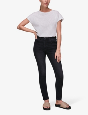 Shop Whistles Women's Black Sculpted High-rise Stretch-denim Jeans