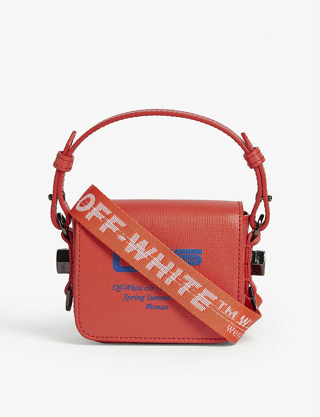 OFF-WHITE LOGO LEATHER BABY FLAP BAG,33340554